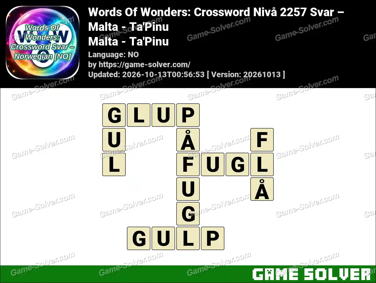 Words Of Wonders: Crossword Nivå 2257 Svar – Malta – Ta’Pinu